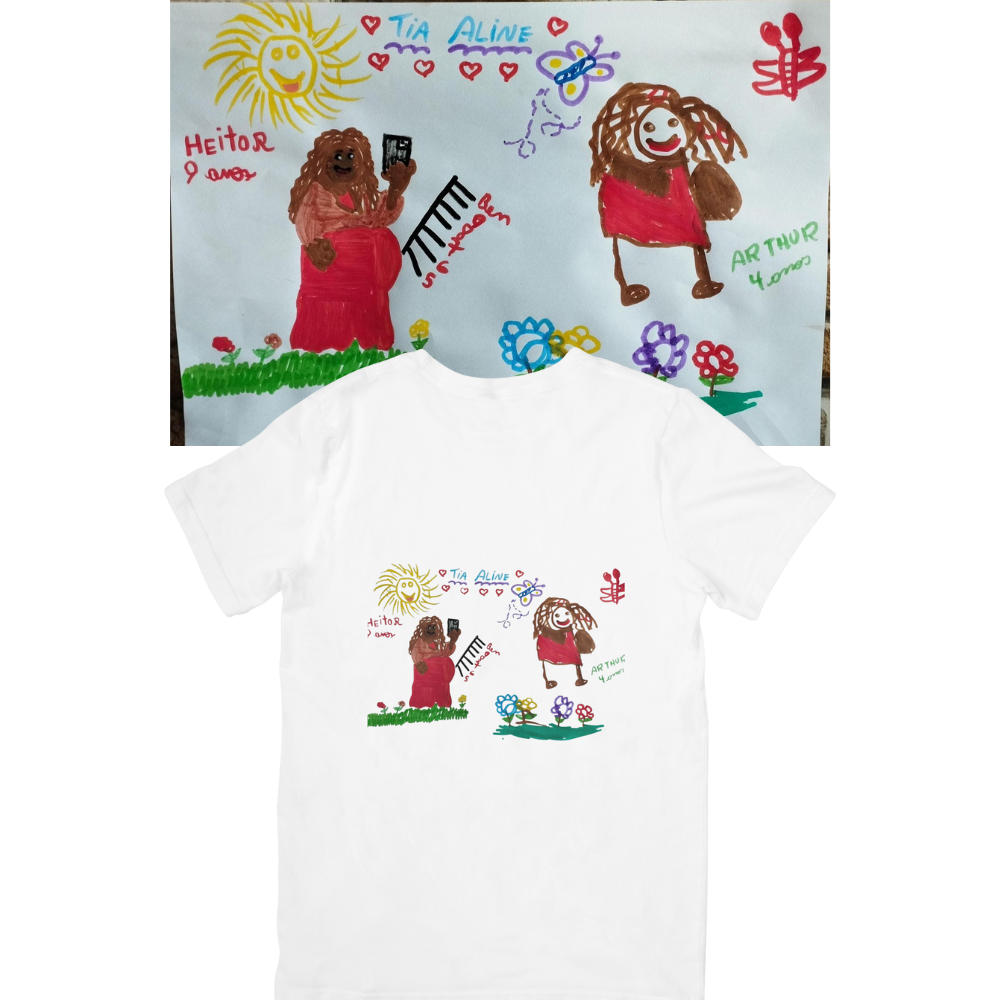 Women T-shirt with children drawing
