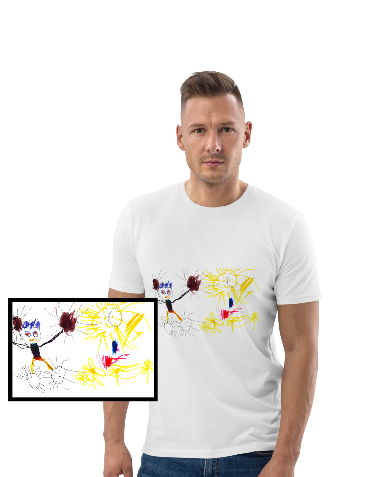 Men's organic cotton T-shirt with your children drawing
