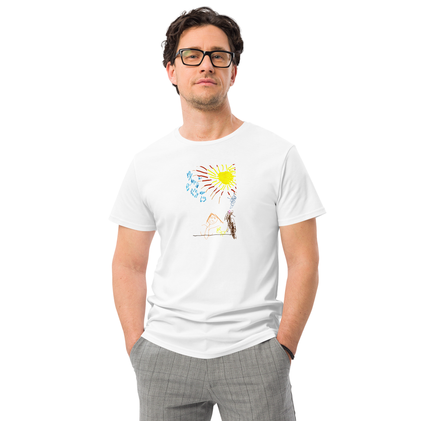Men's Premium cotton T-shirt with your children drawing