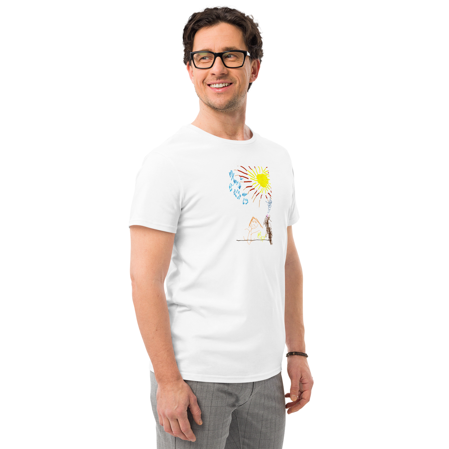 Men's Premium cotton T-shirt with your children drawing