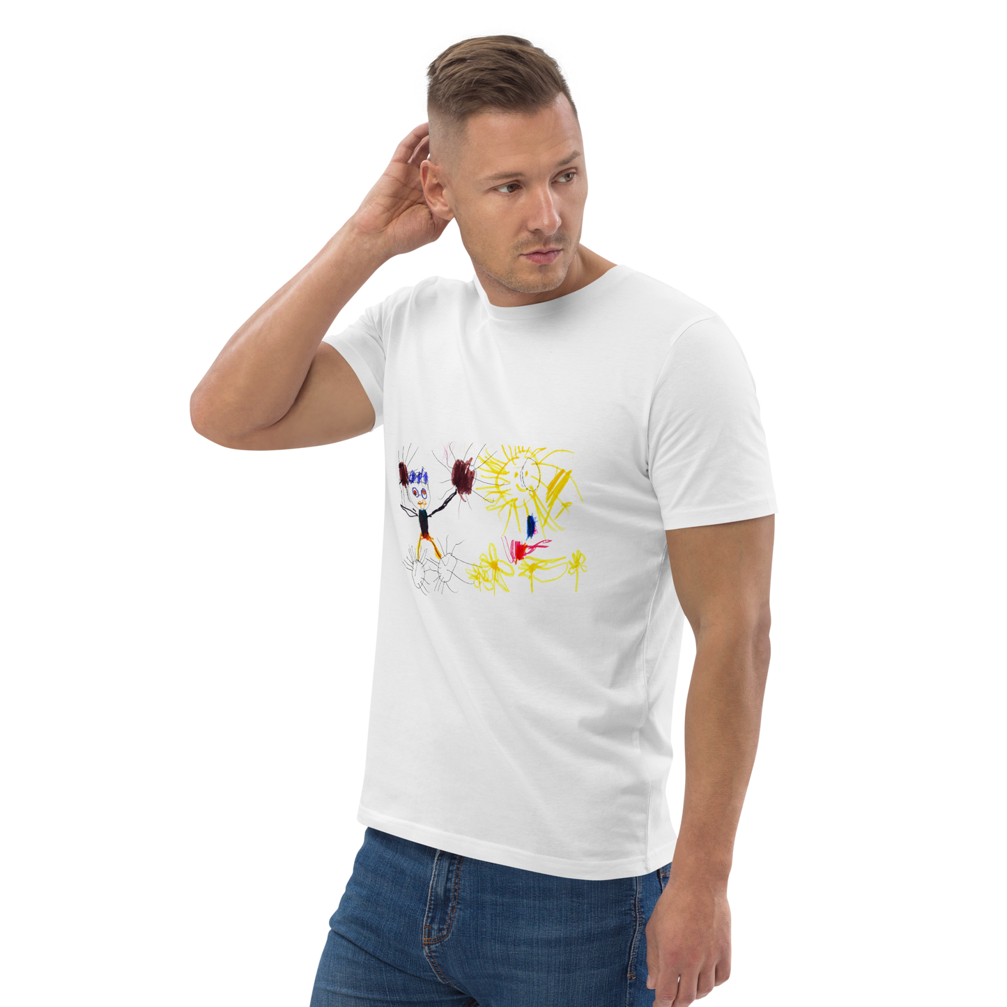 Men's organic cotton T-shirt with your children drawing